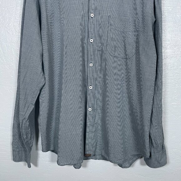 Billy Reid Men XXL Blue White Micro Plaid Button Front Shirt Cotton Preppy Italy - Picture 2 of 10